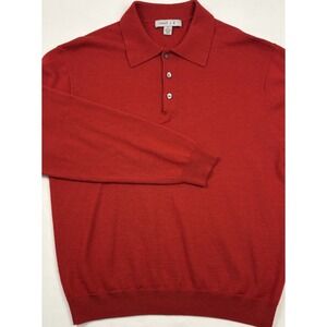 Lot of 2 - Linea Uomo Red/Ivory Wool/Acrylic Long Sleeve 3-Button Collared Polo